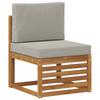 Corner Sofa Set 7 pcs Natural and Light Grey Solid Acacia Wood