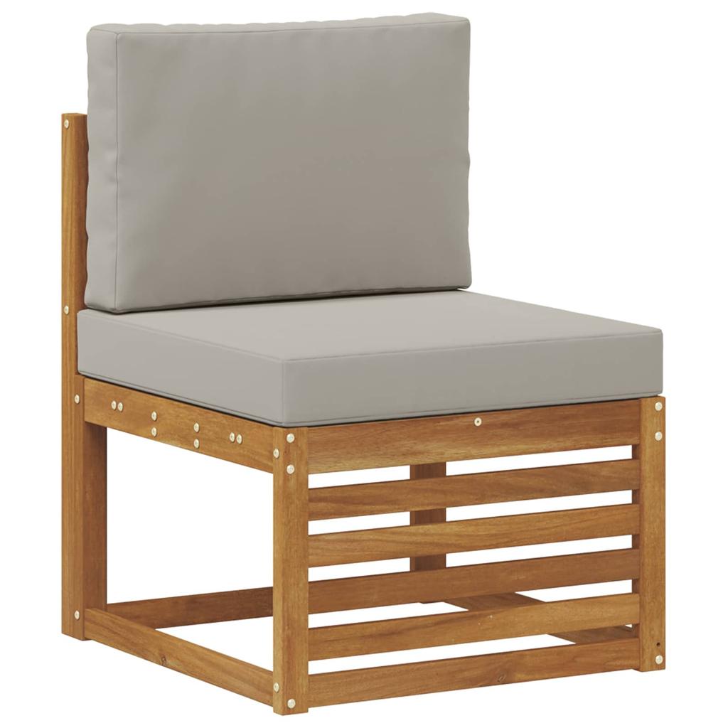 Corner Sofa Set 7 pcs Natural and Light Grey Solid Acacia Wood