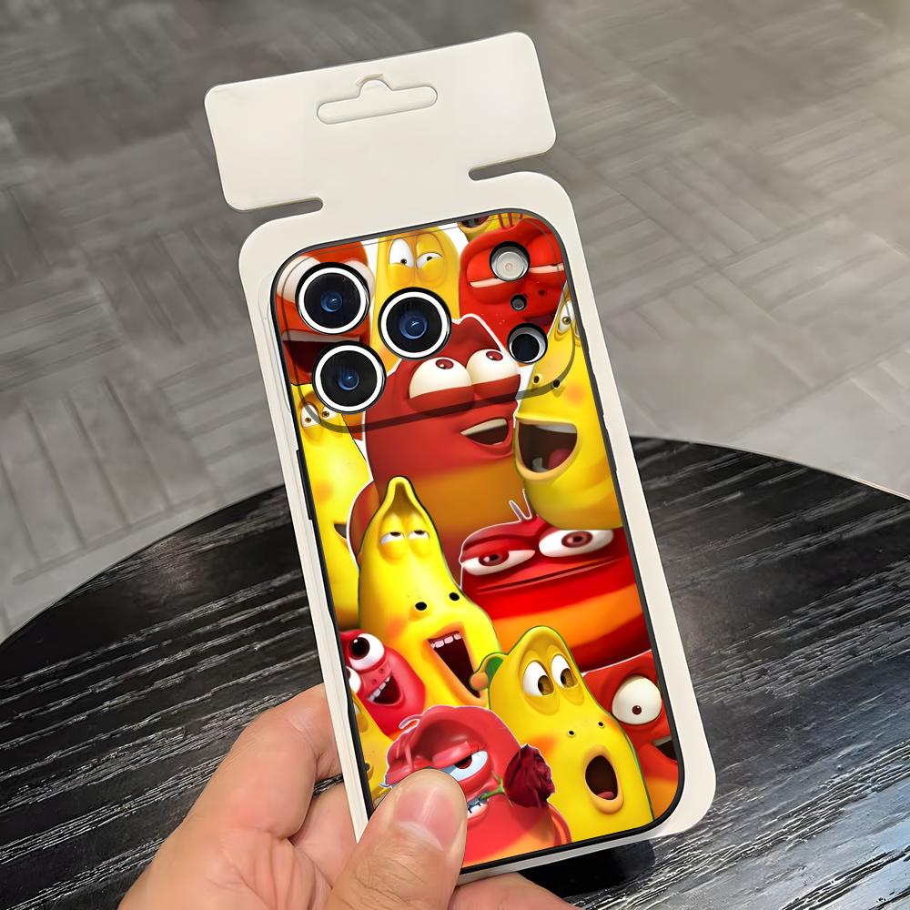 

Cartoon L-Larvas Phone Case For IPhone 17 Air 16 E Pro Max 15 14 13 Mini 12 Pro 11 Max Plus Black Soft Shell iPhone 14ProMax