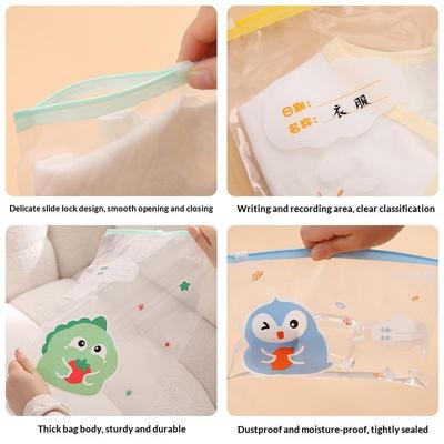 5 Pcs Cute Cartoon Baby Clothing Storage Bags With Waterproof Resealable Zipper And Writable Label For Organizing Baby Items