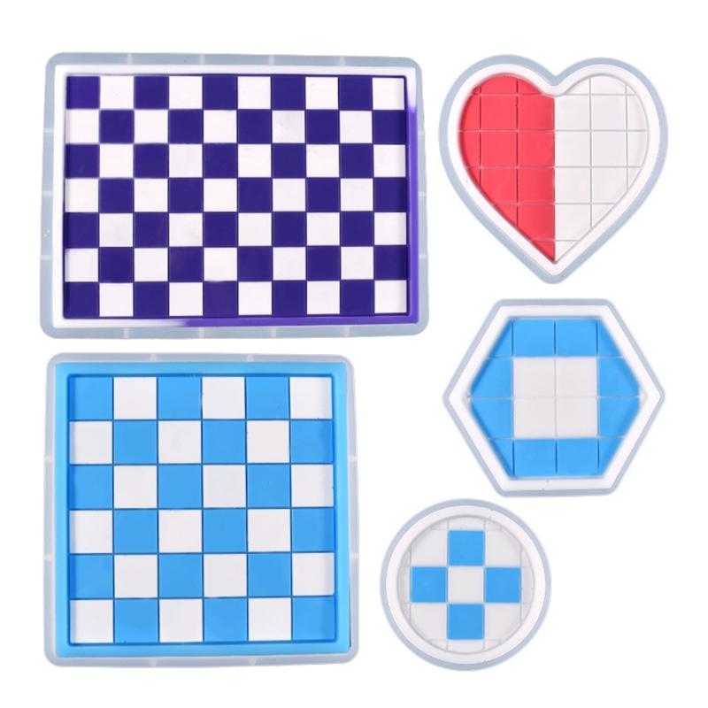 Chess Board Resin Mold Checker Game Board Silicone Mold 3D Chess Pieces Resin Casting Molds for DIY Jewelry Crafts