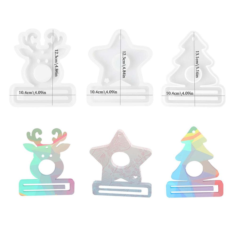 3PCS DIY Drip Glue Mold Gift Box Snowflake Christmas Tree Elk Candlestick Decorative Ornament Ornament Cement Gypsum Mold