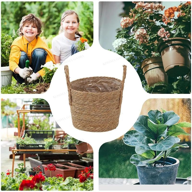 Xiaomi Straw Flower Pots Sea Grass Potted Flower Baskets Woven Baskets Handmade Flower Pots Bamboo Woven Rattan Baskets