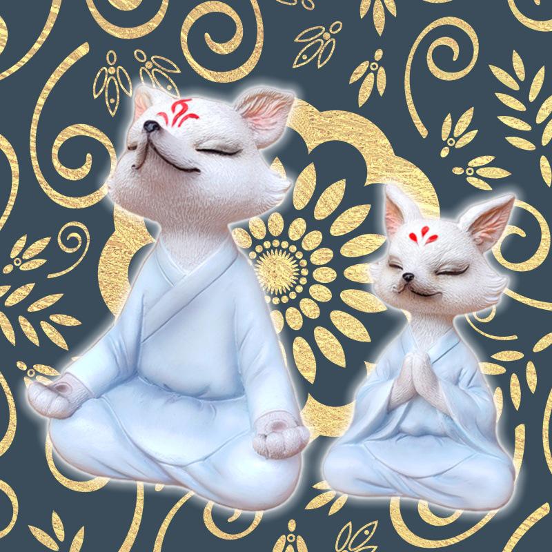 "Zen Vit Räv Suckulent Bonsai: Mediterande Räv Prydnad för Trädgård, Balkong eller Bilinredning"