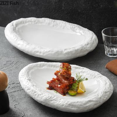 Hotel Restaurant Specialty Molecular Cuisine Steak Plate Creative White Ceramic Meal Plate Dessert Plate Home White Tableware