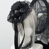Gothic Lolitas Top Hat Hair Clips Headdress Rose Lace Beaded Headwear Subcultures Hair Accessories Halloween Cosplay