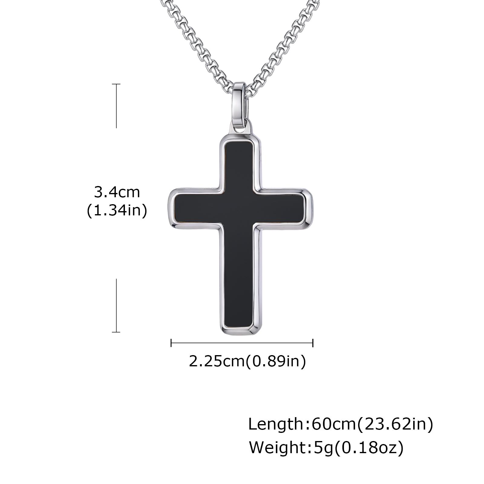 Classic Stainless Steel Cross Pendant Necklace, Turquoise Black Agate Tiger Eye Natural Stone Vintage Fashion Jewelry for Men 50cm