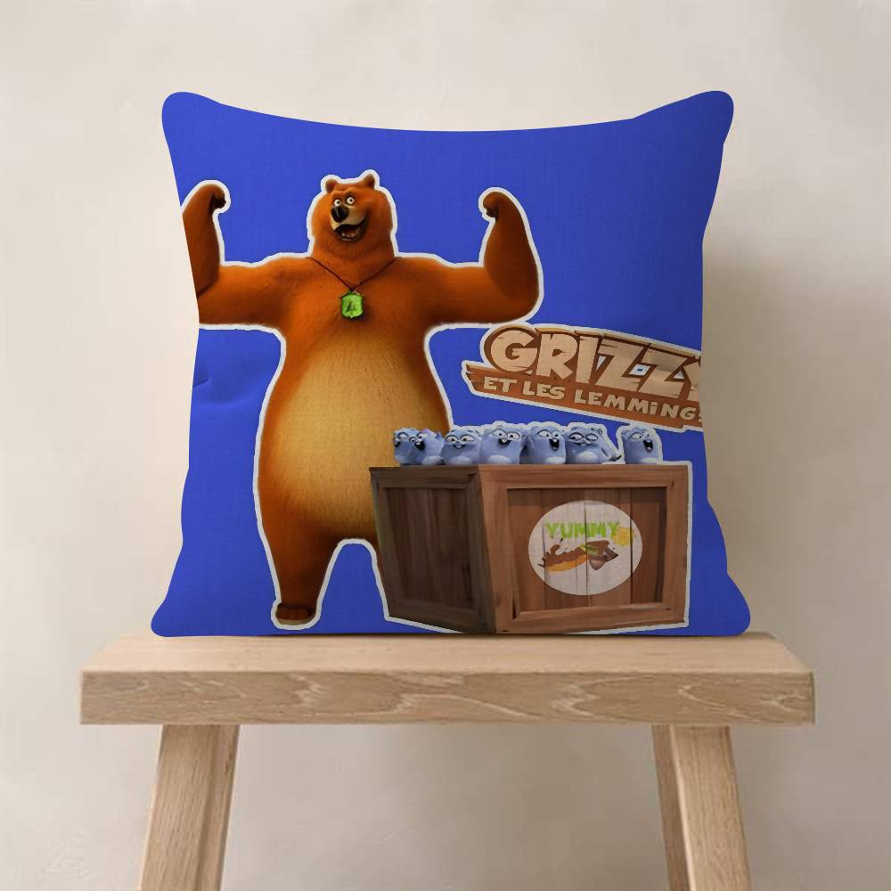 Cartoon Grizzy und die Lemminge Personalisierte Kissenstaubabdeckung Schlafzimmer Kinder Party Dekoration Kissenbezug Geburtstag Kinder Geschenk