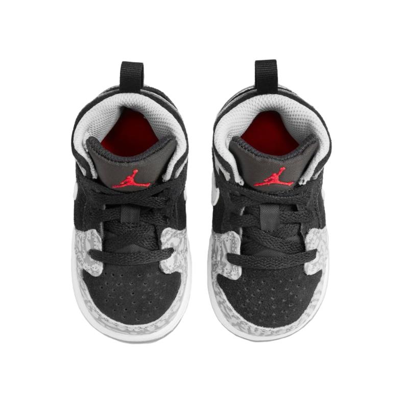 Air Jordan 1 Mid SE TD Elephant Toe Baby Sneakers Grey Black White DM6217-016
