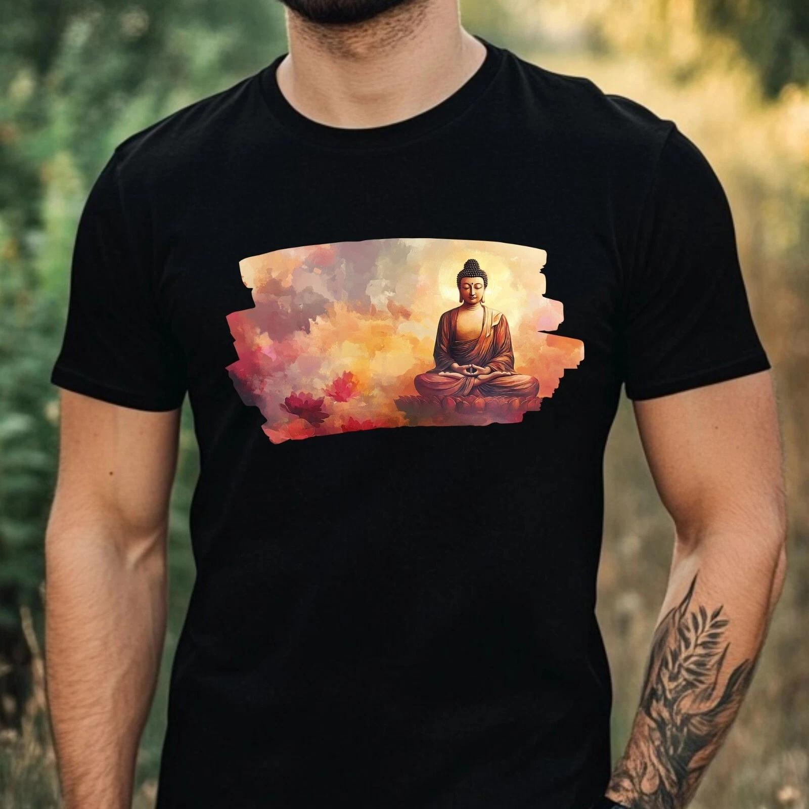 T-Shirt Herren Buddha Portrait Motiv Baumwolle Größe XS bis 5XL M