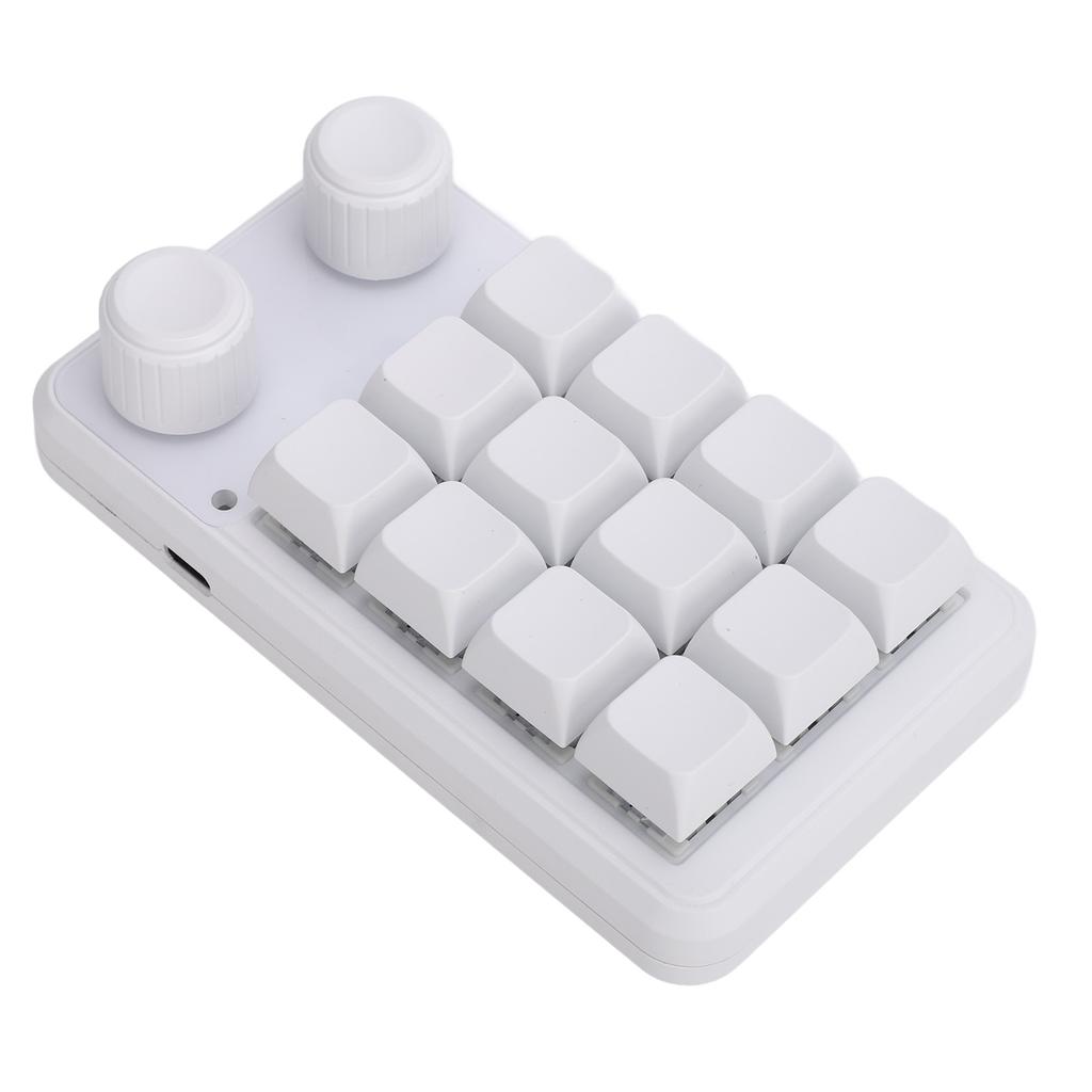 12 Tasten Kleine Tastatur mit Dual-Drehknöpfen und RGB-Licht Typ C Kabelgebunden Blauer Schalter Programmierbares Makro