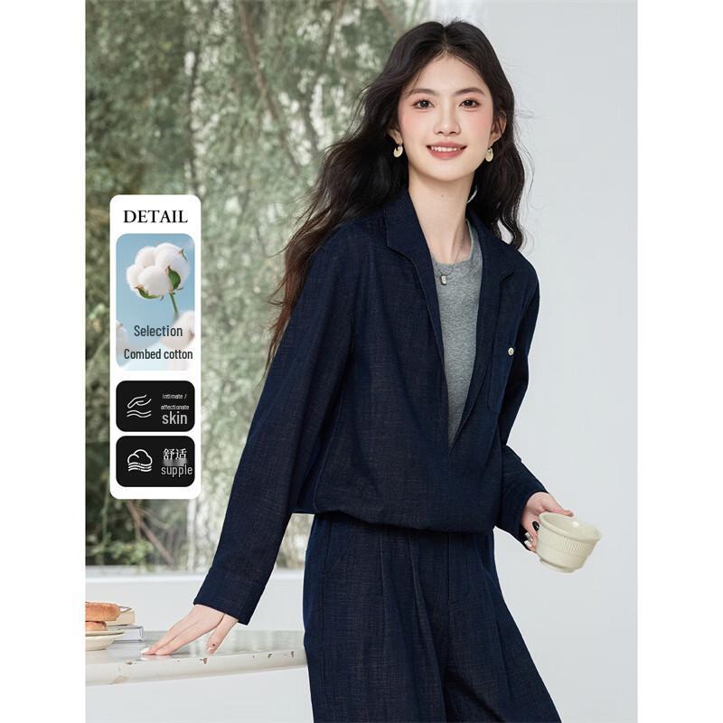 Women s Relaxed Fit Faux Two-Piece Denim Shirt M