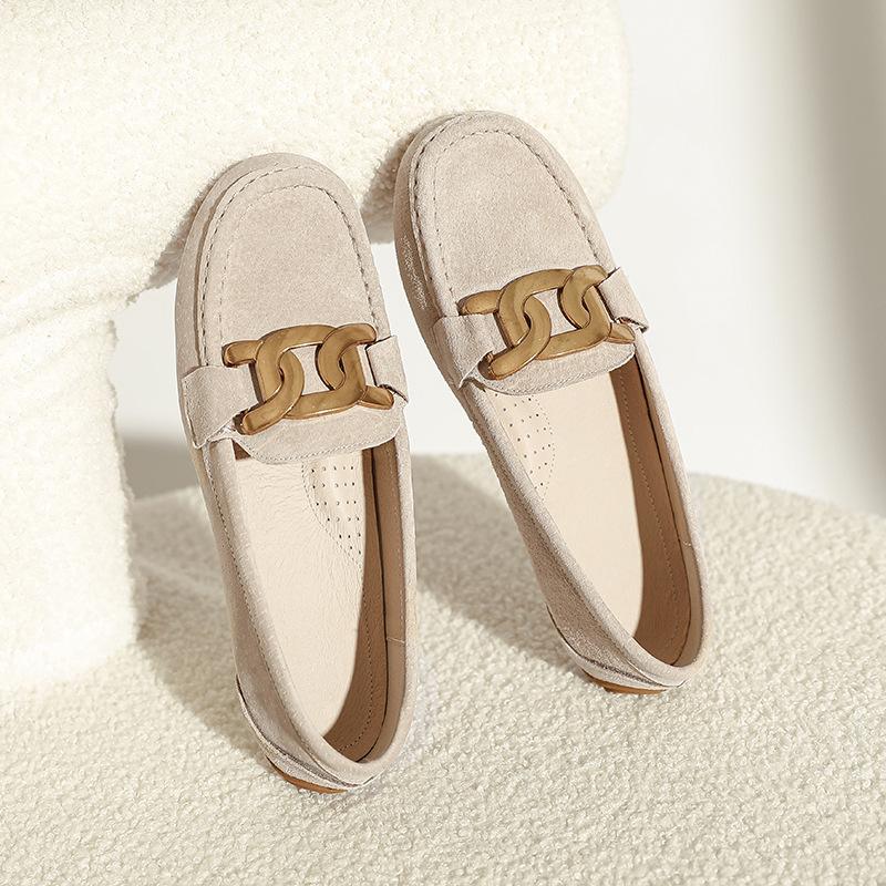 

Модные корейские мокасины из коровьей кожи женские с металлической цепочкой лоферы-лодочки для беременных обувь для вождения женские повседневные слипоны для ходьбы босиком балетки 35 хаки
