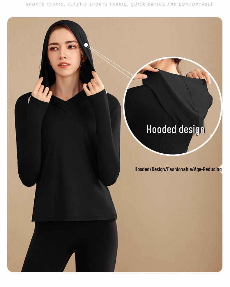 Women's Peach Heart Slim Fit Hoodie - Breathable Long Sleeve Fitness & Yoga Top