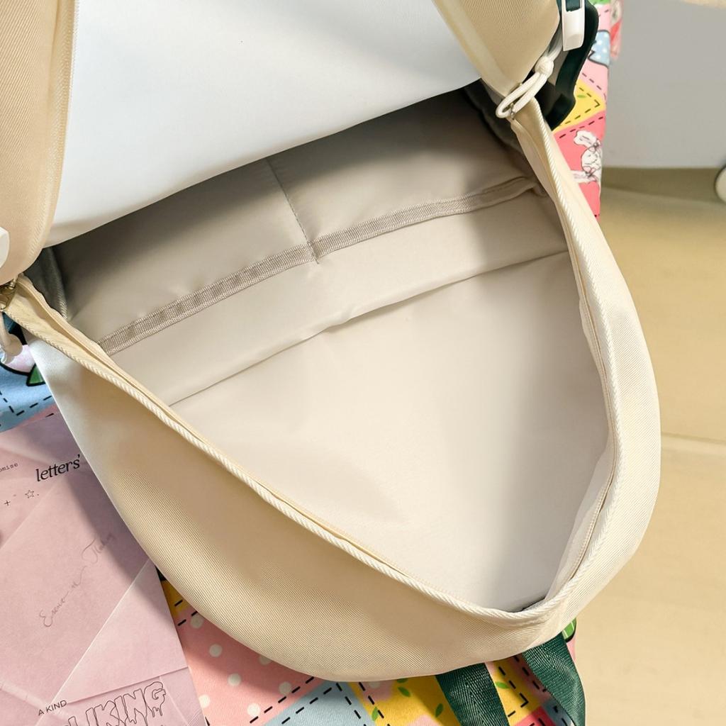 Schoolbag Contrasting Color Backpack New Large Capacity Fashion Ins Style Retro Versatile Backpack Female Pendant Chinese College Student Schoolbag