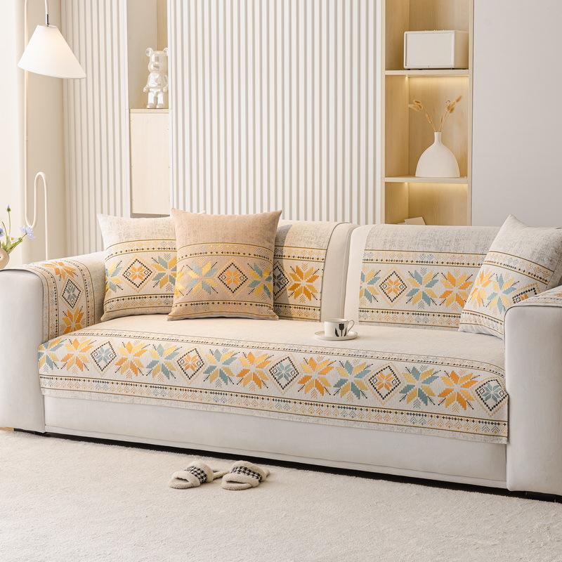

Solid color chenille sofa cushion, universal non-slip in all seasons, Nordic light luxury simple new Chinese cover towel cover 70*70cm
