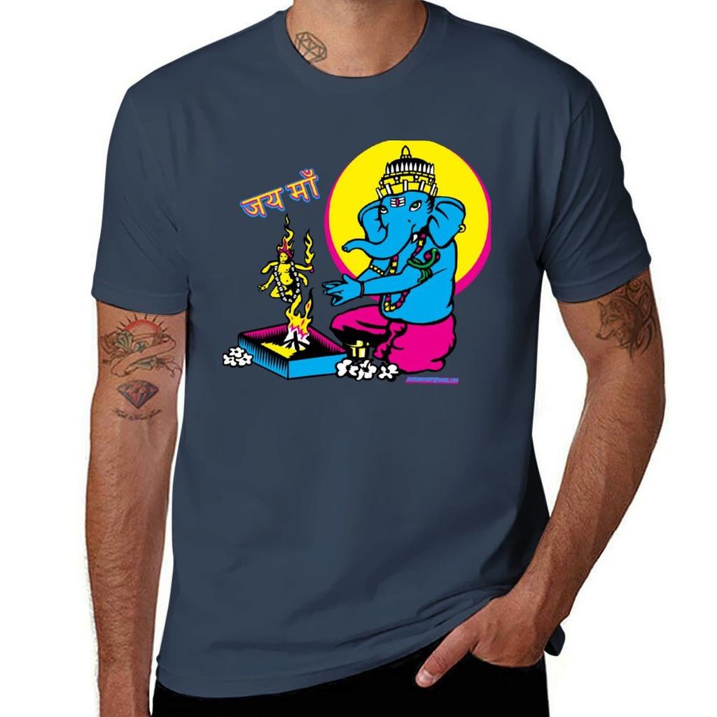 Ganeshs Puja to Ma Jah Sunny Arts Design TShirt Work Daily Short Sleeve Top