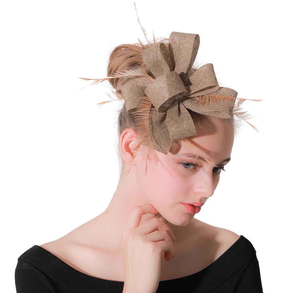 Europa Und Die Vereinigten Staaten Neue Feder Haarspange Braut Haar Accessoires Bankett Party Aufführung Hanf Hut Kugel Kopfschmuck
