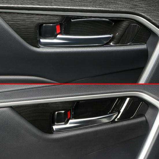 Black Brushed 5PCS Inner Door Handel Bowl Cover Trim for Toyota RAV4 2019-2024