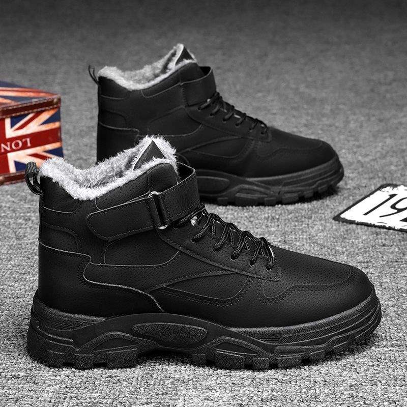 Winter New Snow Boots Men's Korean Version Trendy Casual Versatile Velvet Thickened Thermal Cotton Boots British Style Tooling Boots