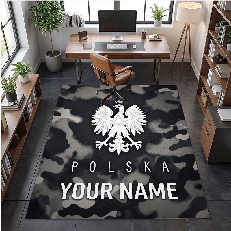 Crystal Velvet Rug Poland Football Print Custom Name Text Floor Mat Home Decor