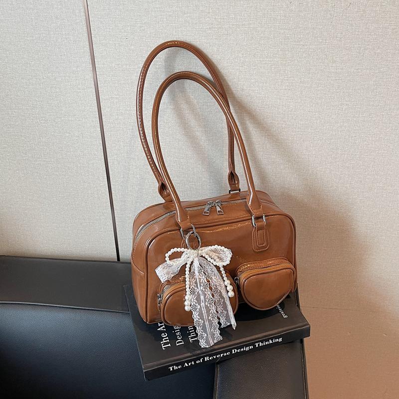 

Popular bag women s large-capacity new summer versatile shoulder underarm bag commuter bowling bag коричневый