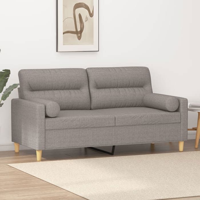 VidaXL Canapé 2 places avec oreillers décoratifs taupe 140 cm tissu, canapé, causeuse, canapé de salon, canapés, canapé 3200828