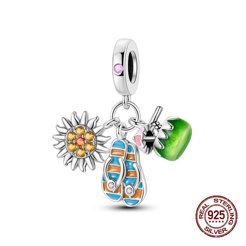 Copper Change Color Strawberry Cherry Avocado Fruit Series Charms Beads Fororiginal Bracelets Diy Birthday Jewelry Gift