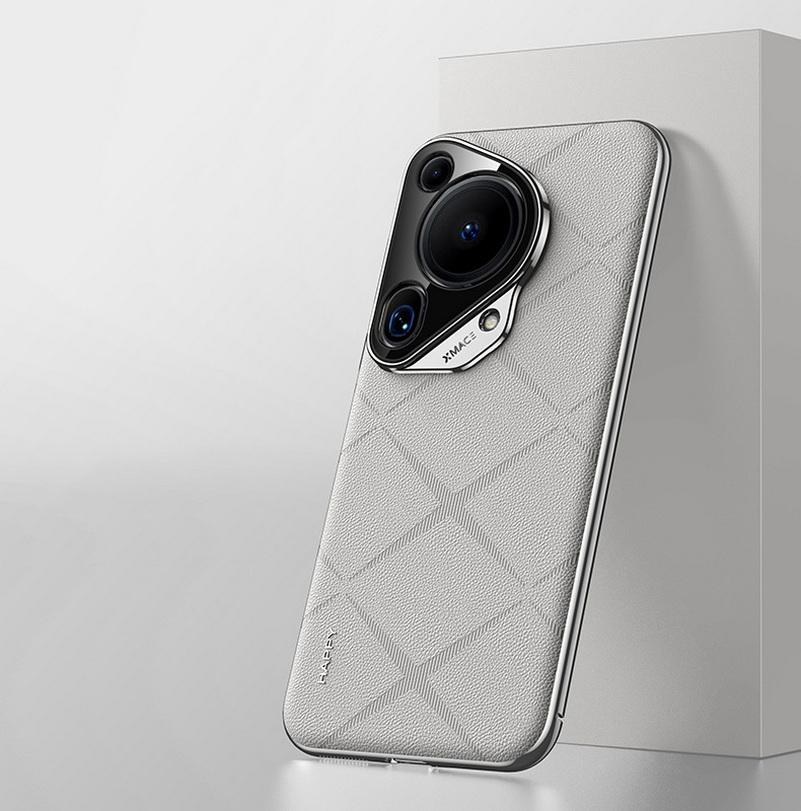 Luxury Plain Leather + Camera Lens Protection Case For Huawei Pura 70 Ultra Pura 70 Pro P60 Pro P60 Hard Slim Good Texture Cover