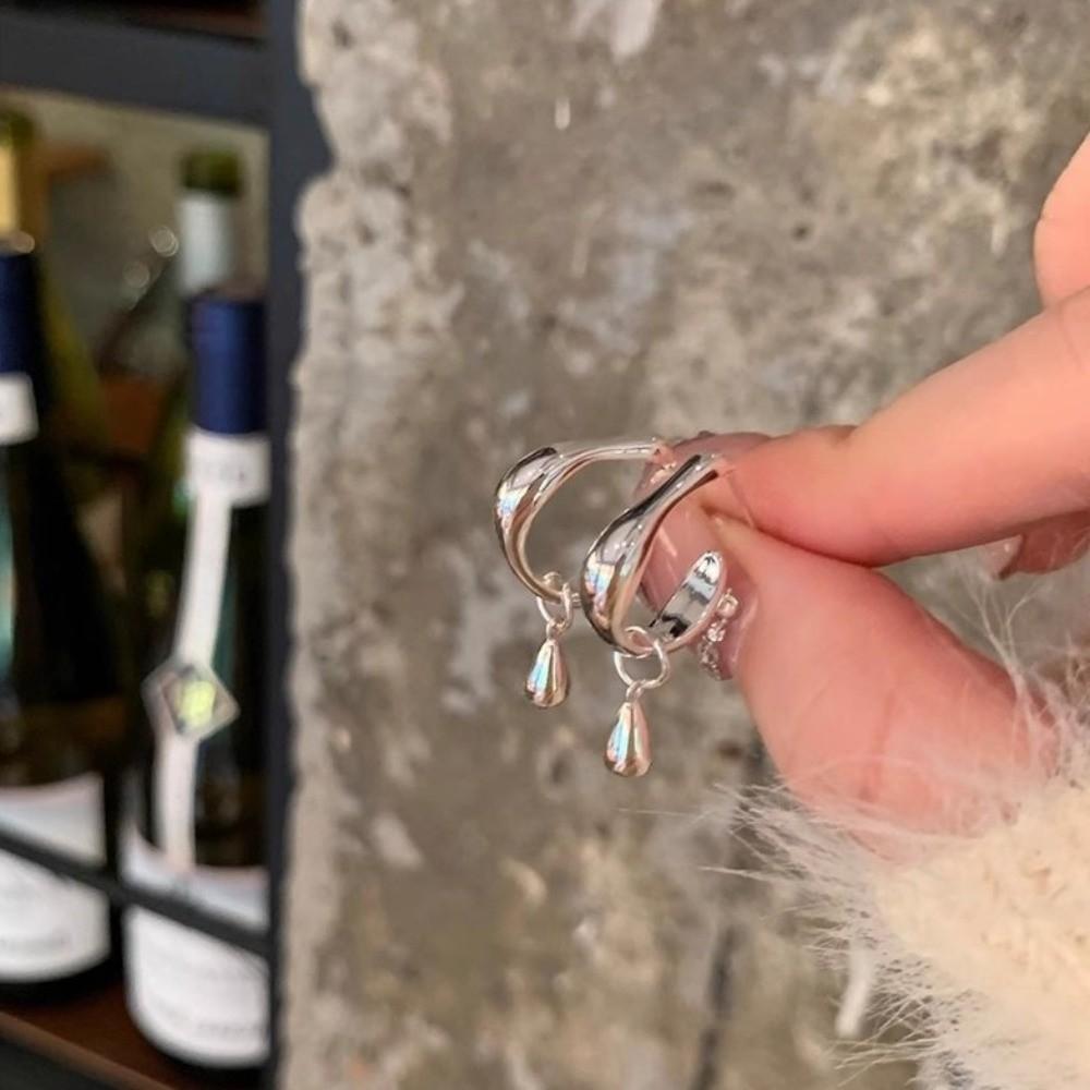 Elegant Water Drop Small Hoop Earrings Irregular Gold Silver Color Asymmetric Earrings Simple Metal