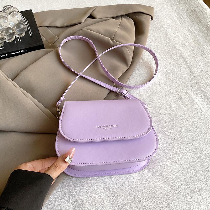 Shoulder Bag Waterproof PU Leather Simple Solid Color Flap Crossbody Messenger for Daily Commute Travel Shopping