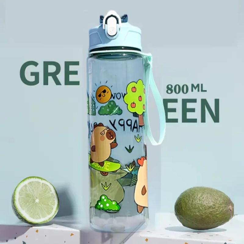 780ml Capybara Water Bottle For Kids Water Sippy Cup With Silicone Straw Leakproof Plastic Water Bottles Summer Kids Water Cup