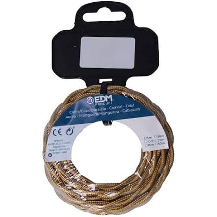 Câbles électriques - EDM - Tressé - Couleur Or - Utilisation Intérieure - Vendu à l'unité