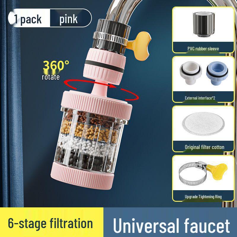 Six-Layer Detachable Water Faucet Filter & Anti-Splash Shower Head