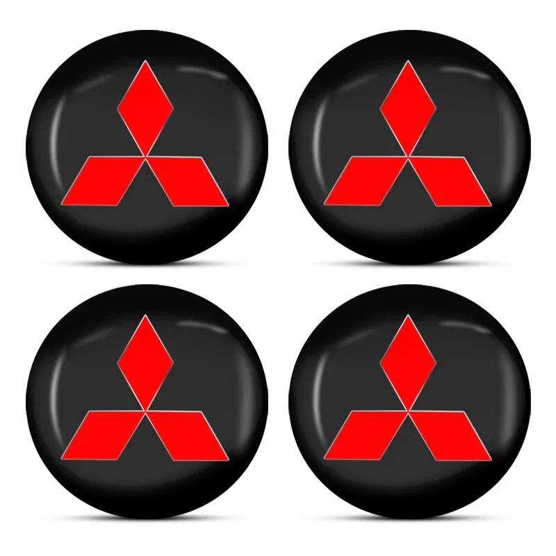 4 Stück Auto Radnabenkappe Logo Aufkleber Felgenabdeckung Emblem für Mitsubishi Outlander I200 Pajero Eclipse ASX Lancer Space