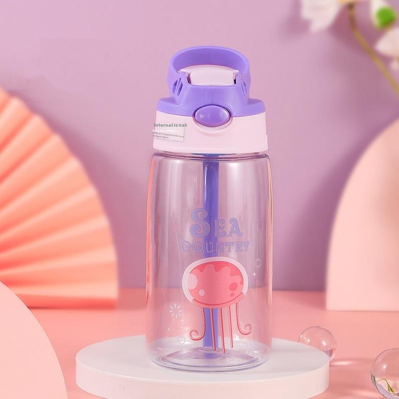 480Ml Kids Water Sippy Cup Cartoon Baby Feeding Cup With Straws Leakproof Water Bottle Outdoor Portable Duckbill Straw Cups