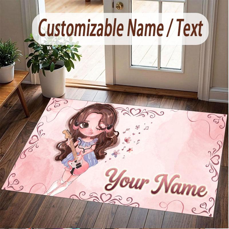 Custom Name Crystal Velvet Rug,Olivia Rodrigo Comfortable Anti Slip Floor Mat For Room Decoration