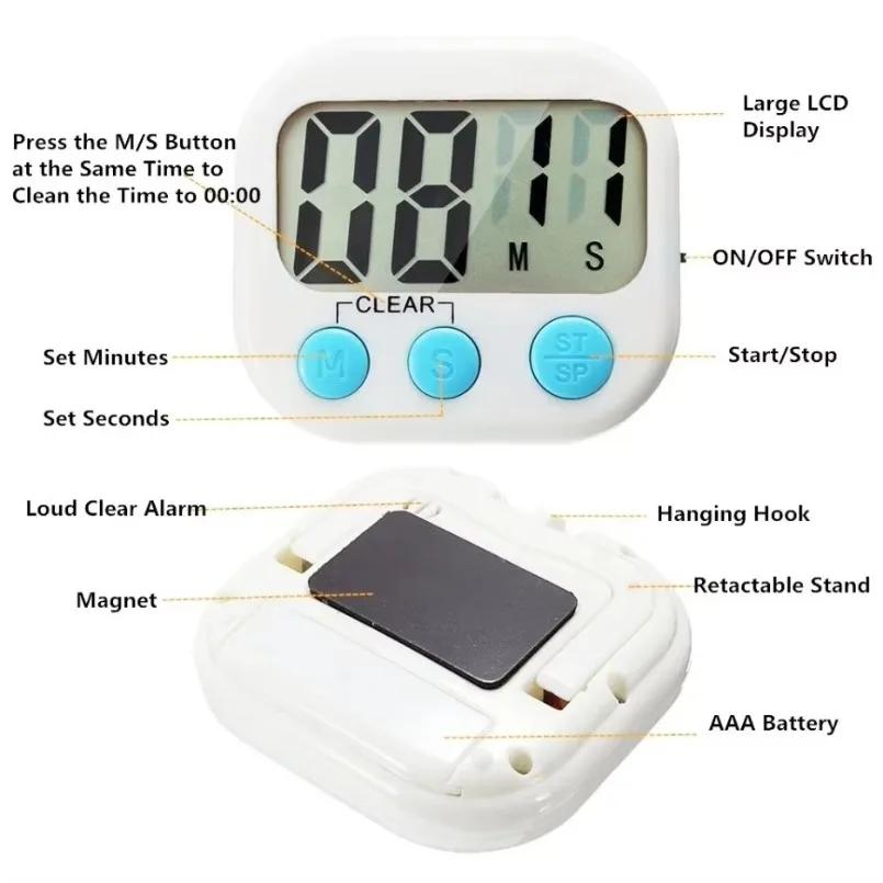 Magnetic Multi-function Electronic Timer LCD Display Manage Self-discipline Timer Baking Countdown Learning Reminder Gift
