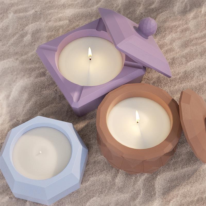 Gypsum Candlestick Silicone Mold Octagonal Square Section Cement Cup Molds DIY Resin Concrete Creative Home Ornaments Mould