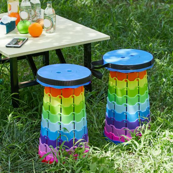 Collapsible Folding Stool Lightweight 440lbs Load Capacity Portable Camping Stool Retractable Telescoping