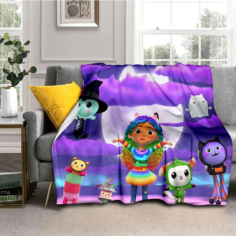 

3D Kawaii Gabbys Dollhouse Cartoon Girl Gift Blanket,Soft Throw Blanket for Home Bedroom Bed Sofa Travel Picnic Cover Kids 75x90cm