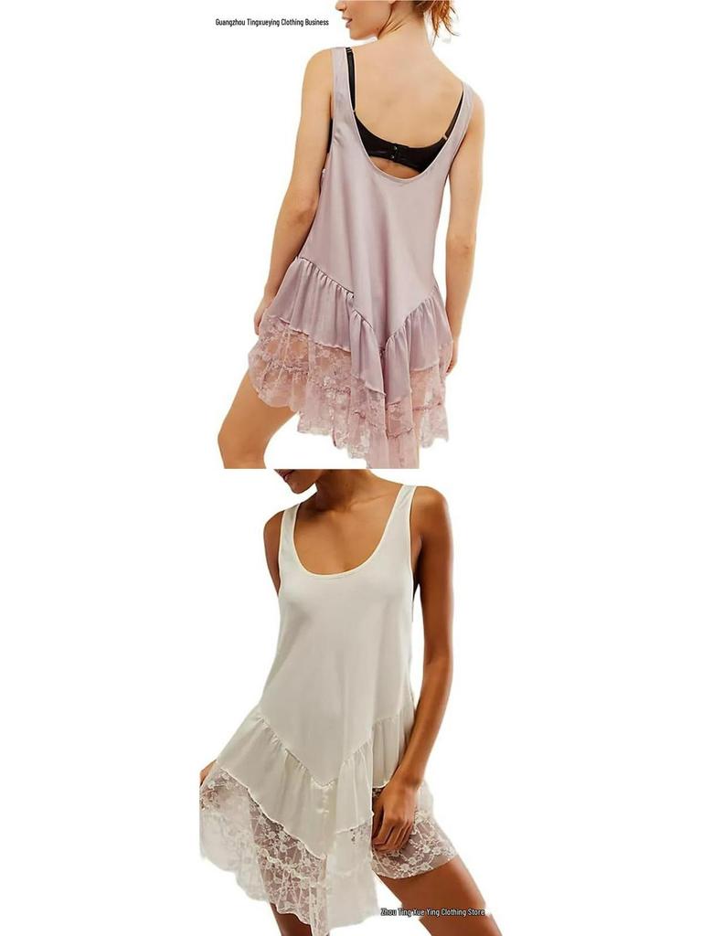 Spring Lace Sleeveless Flowy Mini Dress - New Arrival