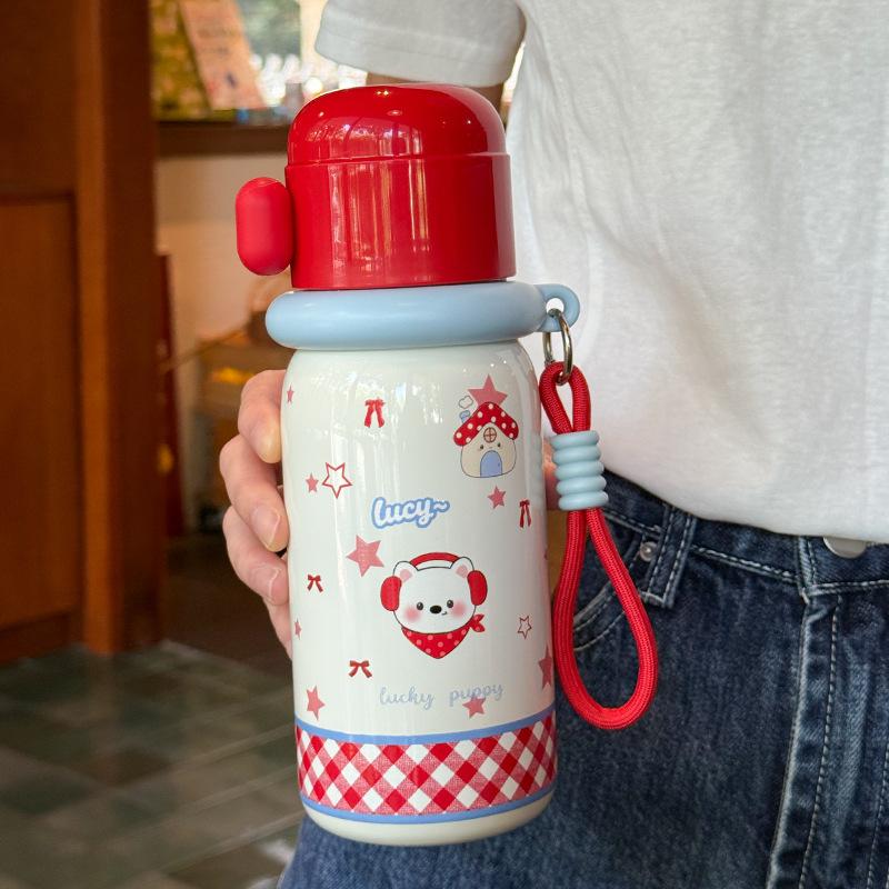 Water bottle new 1011 large capacity cartoon thermos cup L student big belly double drinking cup outdoor hand thermal insulation water