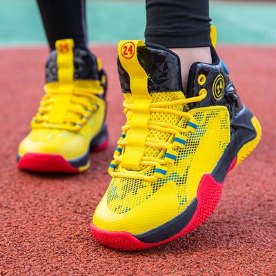 Novos tênis de basquete infantil - Tênis de treinamento e competição para crianças de médio e grande porte - Tênis esportivos de malha de cano alto para meninos e meninas