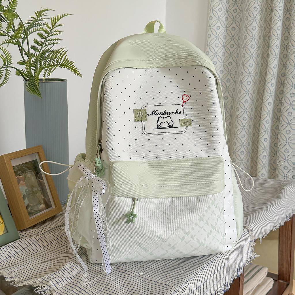Schoolbag New Cute Cat Backpack Female Elementary School Bag Large Capacity Simple Commuter Backpack Junior High School Student