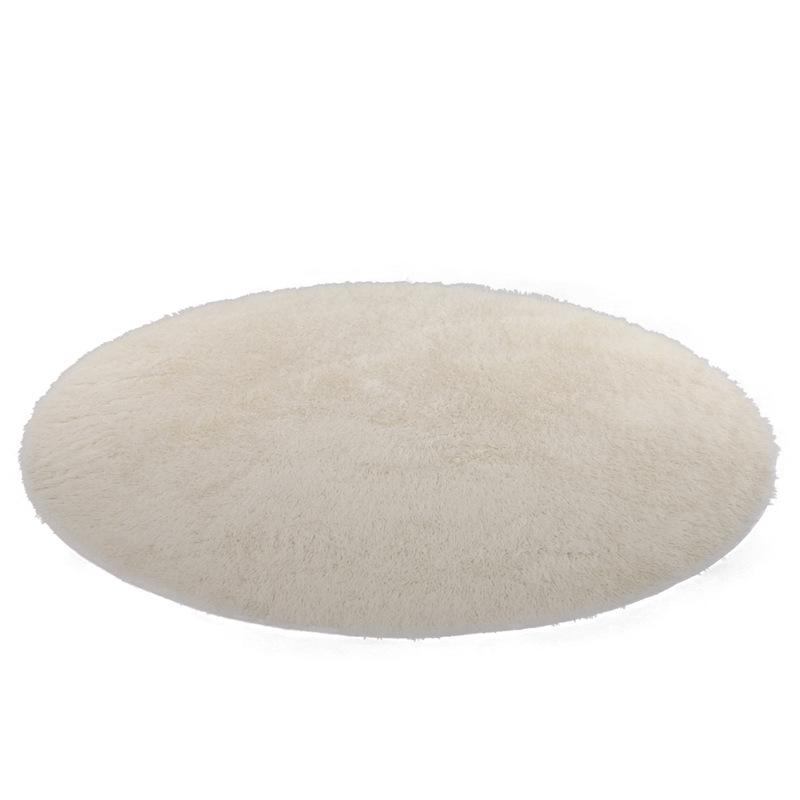 Okrągły Pluszowy Dywan z Długim Włosem do Salonu, Sypialni lub na Jogi – Personalizowany Jedwabno-Wełniany Dywan