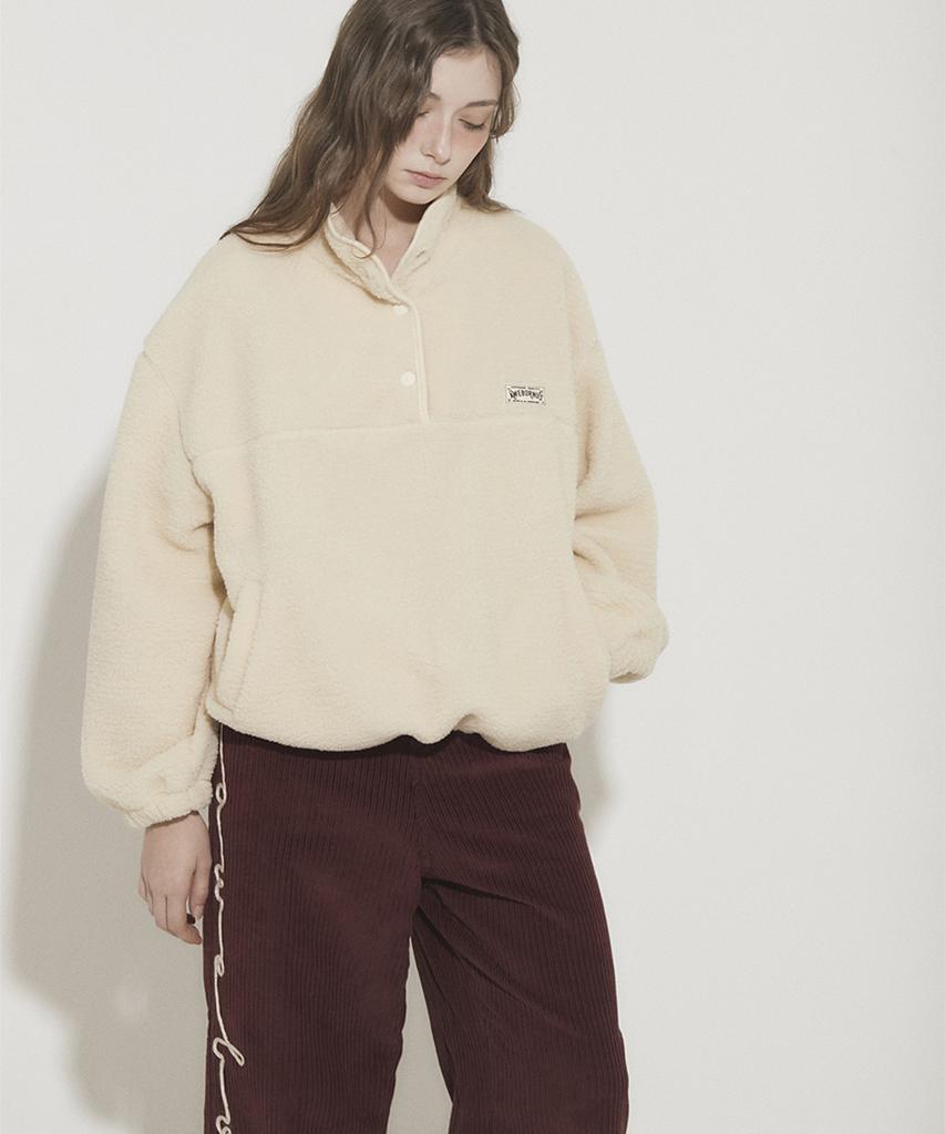 Eoboneoseu Lettering Corduroy Wide Leg Pants [Burgundy]