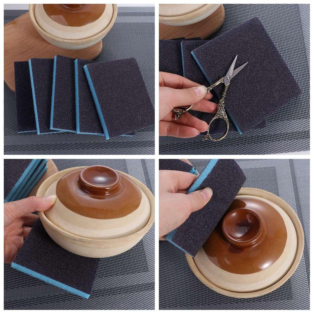 5pcs Washable Grit Sanding Sponge Polishing Pad Abrasive Sponge  Metal Wood Polishing