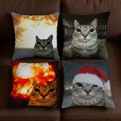 Kissenbezug Weiche Hülle Für Sofa Wohnzimmer Lustiges Zimmer Zuhause Bequem Büro Dekoration Meme Katze Schutzhüllen für Kissen
