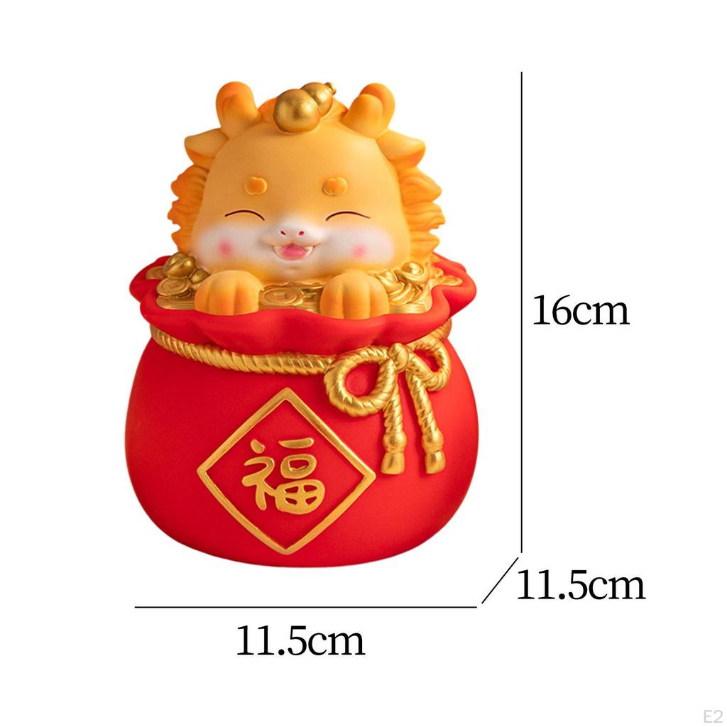 Cartoon Chinesische Drachen Statue Geld Topf Jahr Dekoration Nette Frühling Festival Tisch Ornament für
